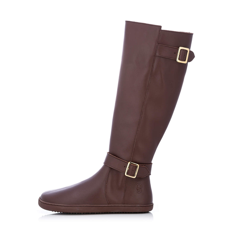 Shapen Glam Knee-High Barefoot Boots - Brown Leather