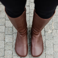 Shapen Glam Knee-High Barefoot Boots - Brown Leather