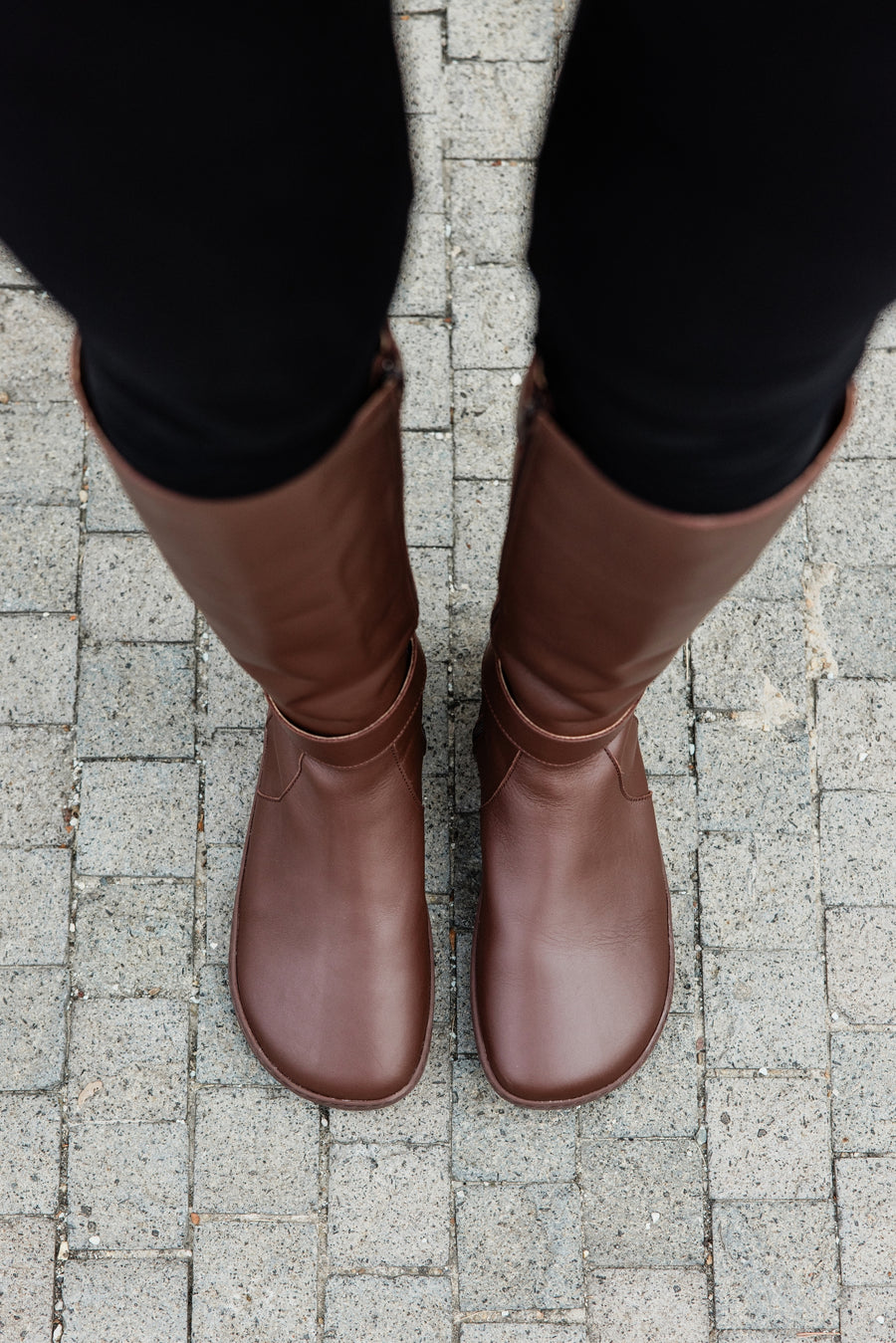 Shapen Glam Knee-High Barefoot Boots - Brown Leather