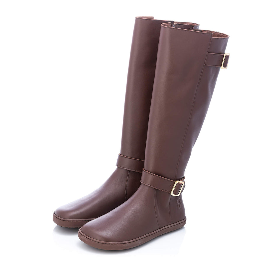 Shapen Glam Knee-High Barefoot Boots - Brown Leather