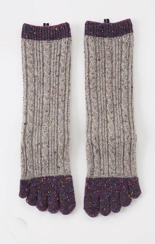Knitido Socks - Cable Confetti Grey & Purple